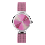 Bering horloge met mesh band roze 19031-999