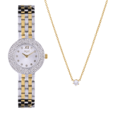 Regal Geschenkset Armbanduhr mit kostenloser Halskette, zweifarbig