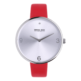 Donna Mae, Uhr mit Lederband, Magenta und Zirkonia