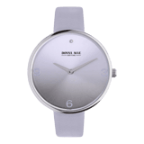 Donna Mae, Uhr mit Lederband, Grau und Zirkonia