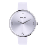 Donna Mae, Uhr mit Lederband, Weiß und Zirkonia