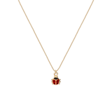 Zilveren goldplated kinderketting met hanger lieveheersbeestje met emaille 