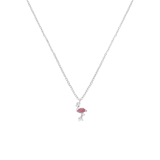 Zilveren kinderketting flamingo emaille