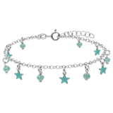 Zilveren bedelarmband met groene sterren