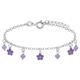 Bettelarmband aus 925er Silber mit lila Blumen