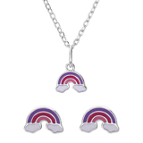 Set aus Halskette und Ohrstecker für Kinder aus 925er Silber, Regenbogen