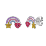 Ohrstecker für Kinder aus 925er Silber, Regenbogen, Emaille