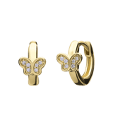 Zilveren goldplated kinderoorringen vlinder zirkonia