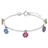 Armband für Kinder aus 925er Silber, Charm-Anhänger, Blume, Emaille