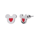 Disney – Ohrringe aus Edelstahl, Mickey, Herz, rosa Emaille