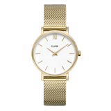 CLUSE - Minuit horloge goudkleurig stainless steel mesh band