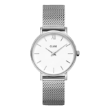 CLUSE - Minuit horloge zilverkleur stainless steel mesh band