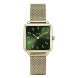 CLUSE – Armbanduhr La Tétragone, Mesh-Armband, Gold und Grün