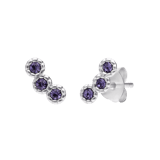 Ohrstecker aus 925er Silber, Kreis, Kristall, Amethyst