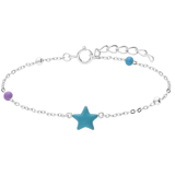 Zilveren armband ster emaille blauw
