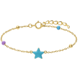 Armband aus 925er Silber, vergoldet, Stern, Emaille, Blau