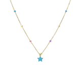 Zilveren goldplated kinderketting met hanger ster met emaille