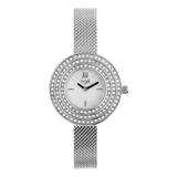 Regal dames horloge zilverkleurig, drie rijen zirkonia