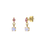 Stainless steel goldplated oorknoppen met zirkonia voor dames