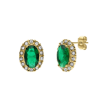 Stainless steel goldplated oorknoppen met zirkonia voor dames
