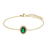 Stainless steel goldplated vintage armband met groen zirkonia