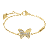 Guess stainless steel goldplated fantasiearmband met zirkonia voor dames
