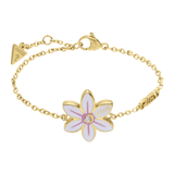 Guess stainless steel goldplated fantasiearmband met hanger bloem met zirkonia voor dames