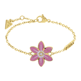 Guess stainless steel goldplated fantasiearmband met hanger met hanger bloem met zirkonia voor dames