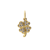 Charm aus Edelstahl, vergoldet, Kleeblatt mit Zirkonia