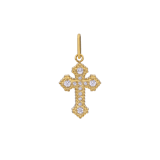 Stainless steel goldplated hanger kruis met zirkonia voor dames
