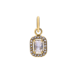 Stainless steel goldplated hanger open rechthoek met zirkonia voor dames