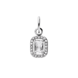 Charm aus Edelstahl, offenes Rechteck mit Zirkonia