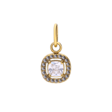 Charm aus Edelstahl, vergoldet, offenes Quadrat mit Zirkonia