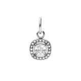 Charm aus Edelstahl, offenes Quadrat mit Zirkonia