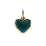 Charm aus Edelstahl, vergoldet, Herz, grün