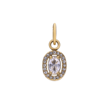Charm aus Edelstahl, vergoldet, offenes Oval mit Zirkonia