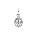 Charm aus Edelstahl, offenes Oval mit Zirkonia