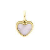 Charm aus Edelstahl, vergoldet, Herz, Weiß