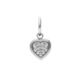 Charm aus Edelstahl, Herz mit Zirkonia