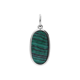 Charm aus Edelstahl, oval, mit Malachit