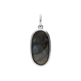 Charm aus Edelstahl, oval, mit Halbedelstein