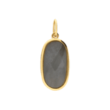Charm aus Edelstahl, vergoldet, oval, mit Labradorit