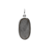 Stainless steel bedel ovaal met labradorite