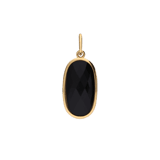 Charm aus Edelstahl, vergoldet, oval, mit schwarzem Achat