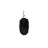 Charm aus Edelstahl, oval, mit schwarzem Achat