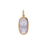Charm aus Edelstahl, vergoldet, oval, mit Kristall