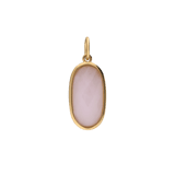 Charm aus Edelstahl, vergoldet, oval, mit Rosenquarz