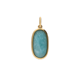 Charm aus Edelstahl, vergoldet, oval, mit Amazonit