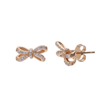 Zilveren goldplated oorknoppen strik met zirkonia