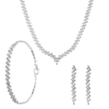 Silberfarbenes Modeschmuckset, Halskette und Ohrringe, ST